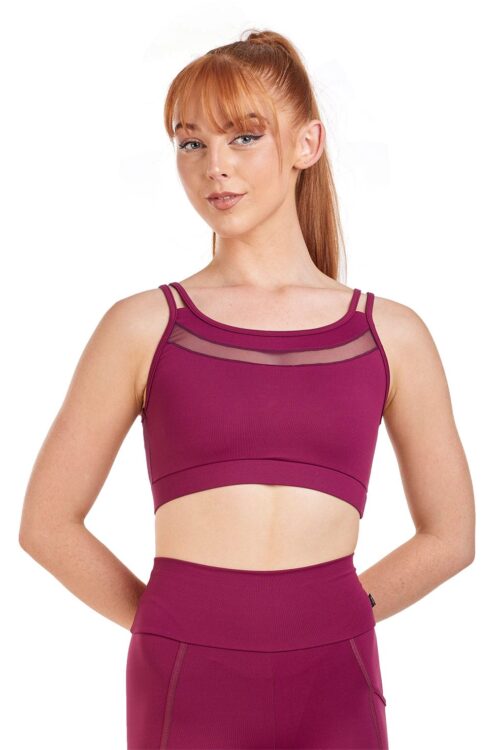 Double Strap Crop Top with Mesh
