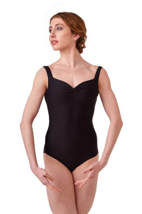Faustine tank leotard with scoop neck and pinch front Wear Moi Faustine - Tank Leotard with U-Back and Pinch Front