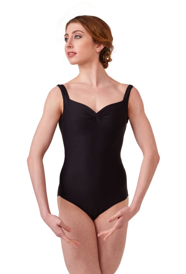 Faustine tank leotard with scoop neck and pinch front Wear Moi Faustine - Tank Leotard with U-Back and Pinch Front