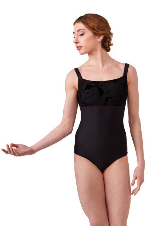 Laika - Rose Pattern Flocked Mesh Leotard