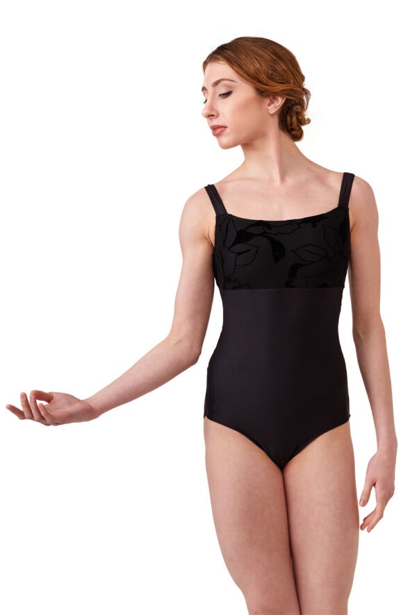 Laika - Rose Pattern Flocked Mesh Leotard