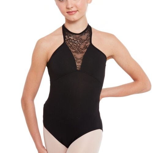 High Neck Lace Yoke Leotard