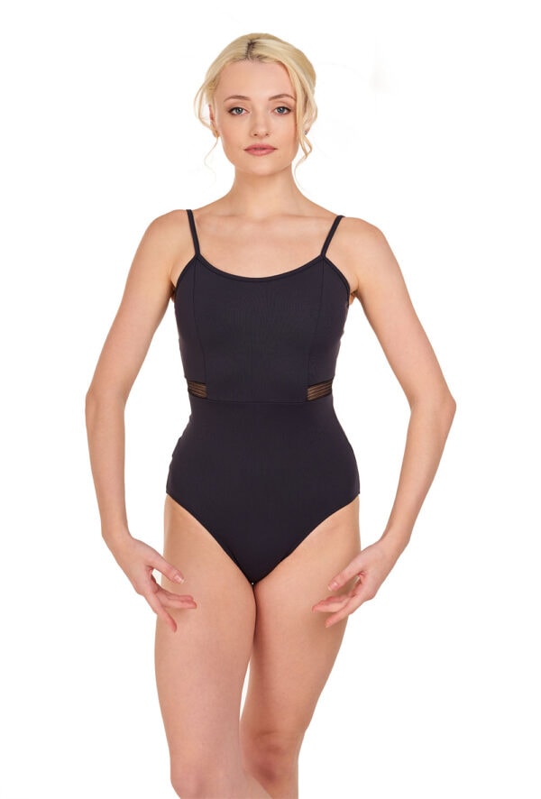 Mosaic Strappy Leotard - Camisole Leotard with Lace Belt Insert