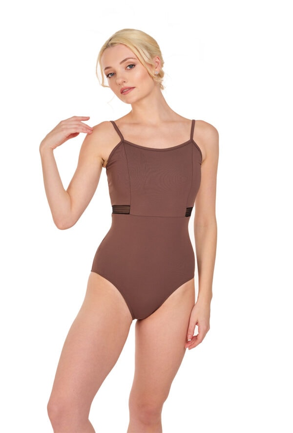 Mosaic Strappy Leotard - Camisole Leotard with Lace Belt Insert