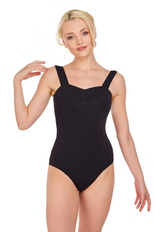 Caroline - Wide Strap Pinch Front Leotard with Princess Seams