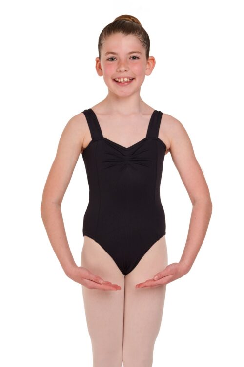 Caroline - Wide Strap Pinch Front Leotard with Princess Seams