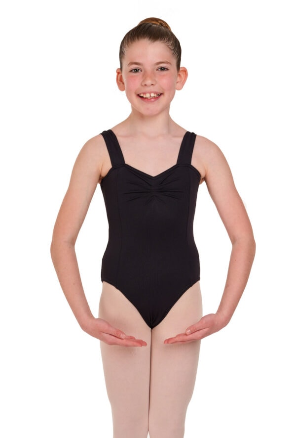 Caroline - Wide Strap Pinch Front Leotard with Princess Seams
