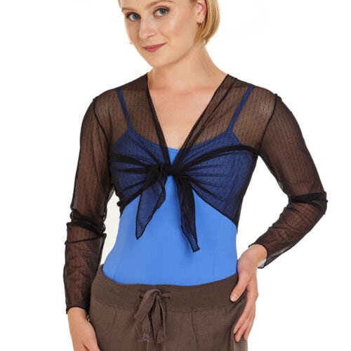 Polka Dot Mesh Wrap Top