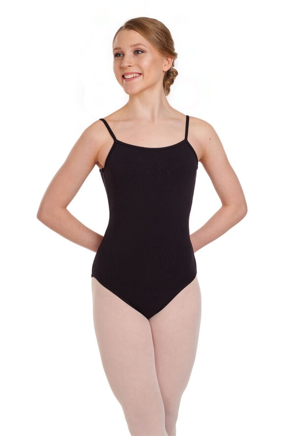 L5407-black-front Sissone - Classic Cotton Camisole Leotard