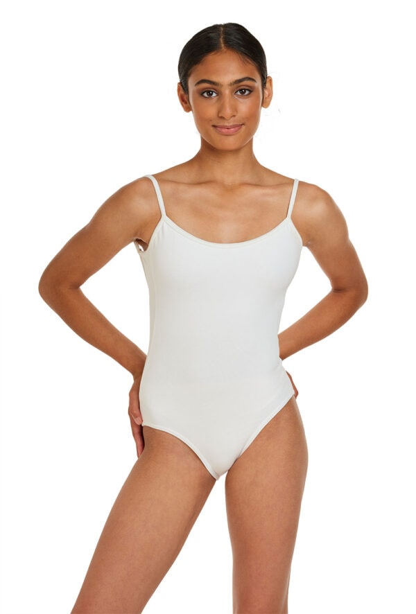 L5407-white-front Sissone - Classic Cotton Camisole Leotard