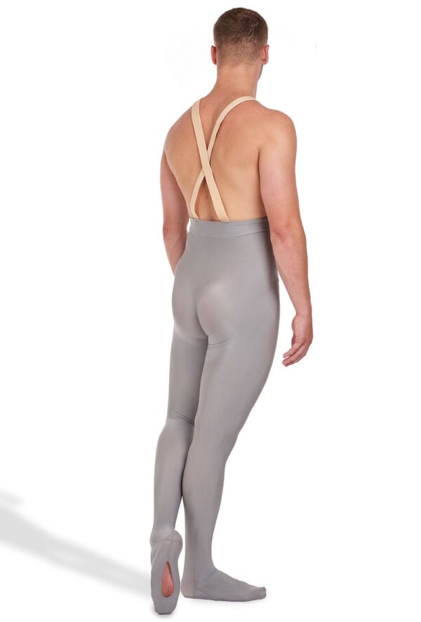 MP001-grey-back Men's Convertible Performance Tights with Elastic Shoulder Straps
