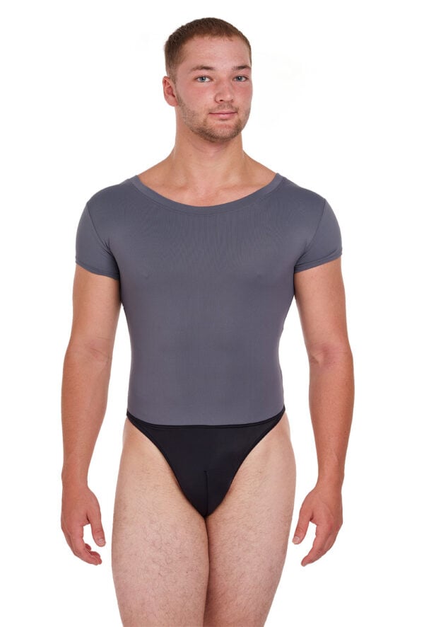 grey-leo Jason - Short Sleeve Leotard with Integral Padded Dancebelt
