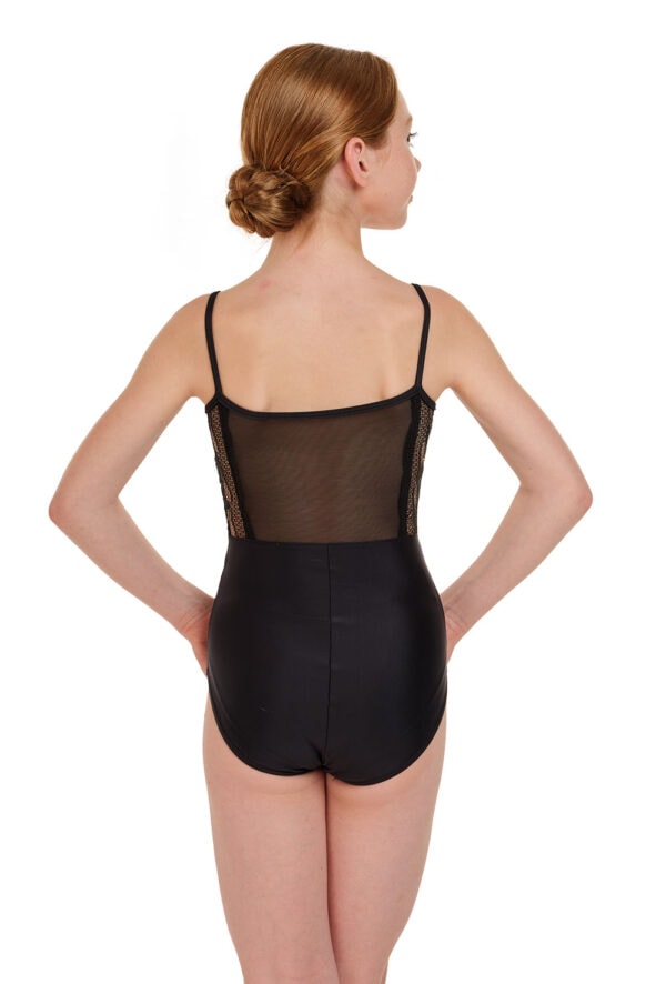 Girls Lace Trim Leotard with Mesh Back