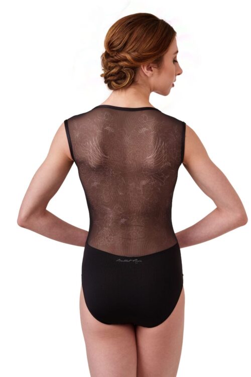 Rae - Rose and Angel Wings Print Zip Front Leotard