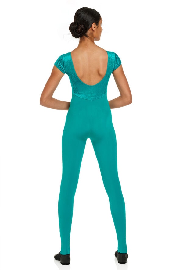 Rose-emerald-back Rose Velour Top Catsuit