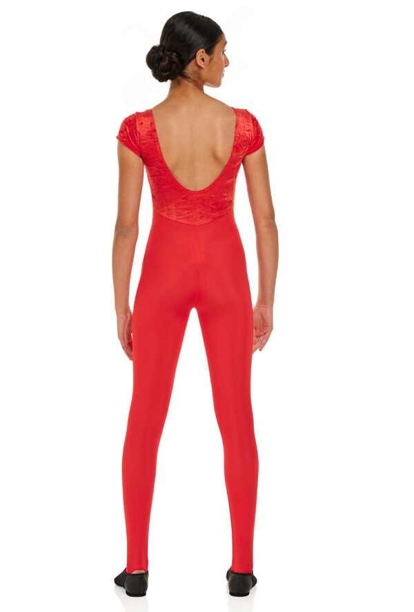 Rose-red-back Rose Velour Top Catsuit