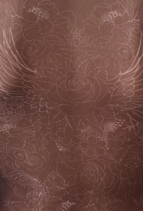 Rae - Rose and Angel Wings Print Zip Front Leotard