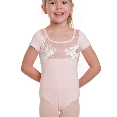 Andie - Girls Crushed Velvet and Mesh Leotard