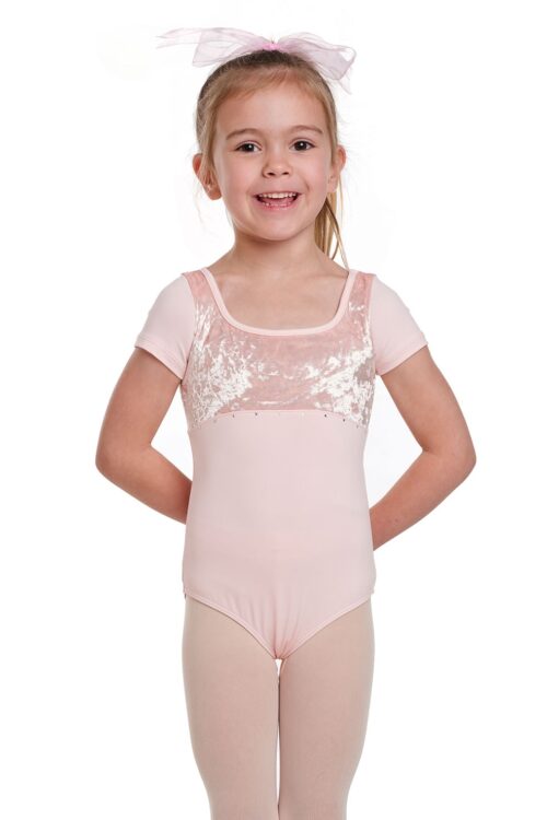 CL4142 Andie - Girls Crushed Velvet and Mesh Leotard