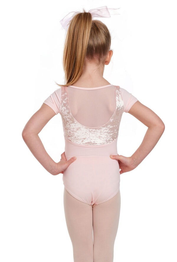 Andie - Girls Crushed Velvet and Mesh Leotard