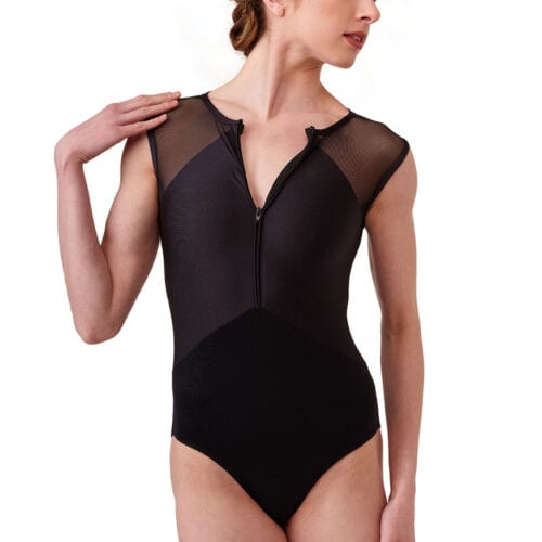 Rae - Rose and Angel Wings Print Zip Front Leotard