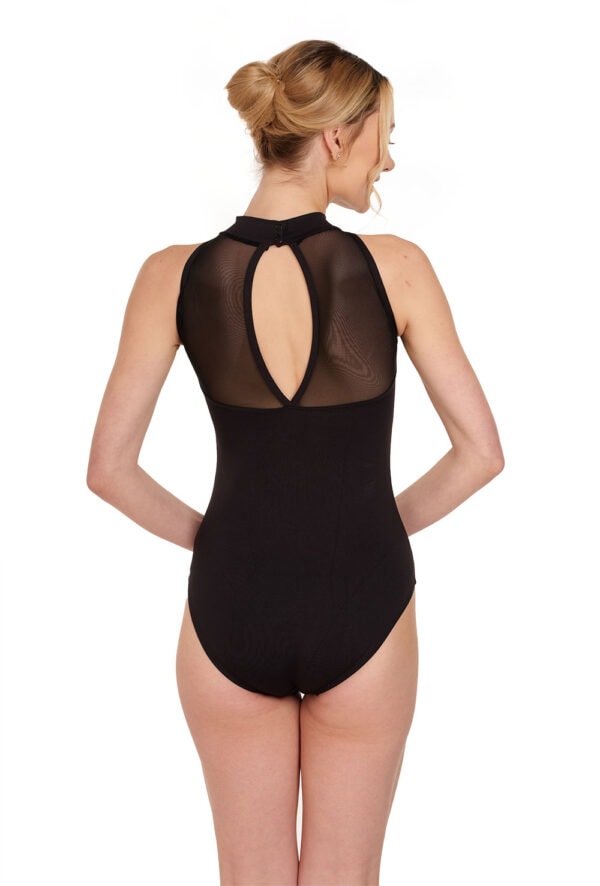 2425A-blk-back Summer Lace High Neck Leotard