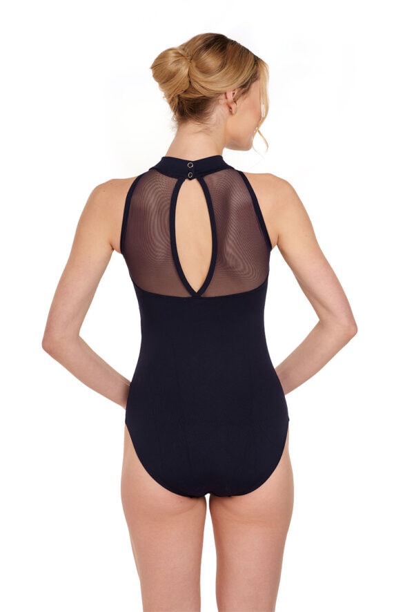 2425A-navy-back Summer Lace High Neck Leotard