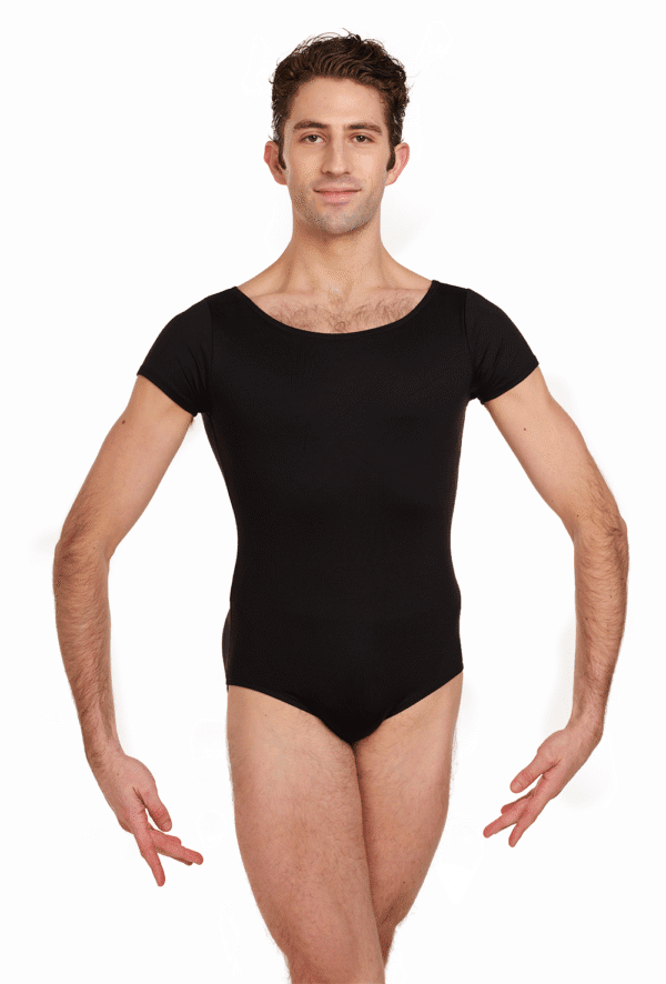 SE1062-blk-front Studio Collection Men's Short Sleeve Leotard