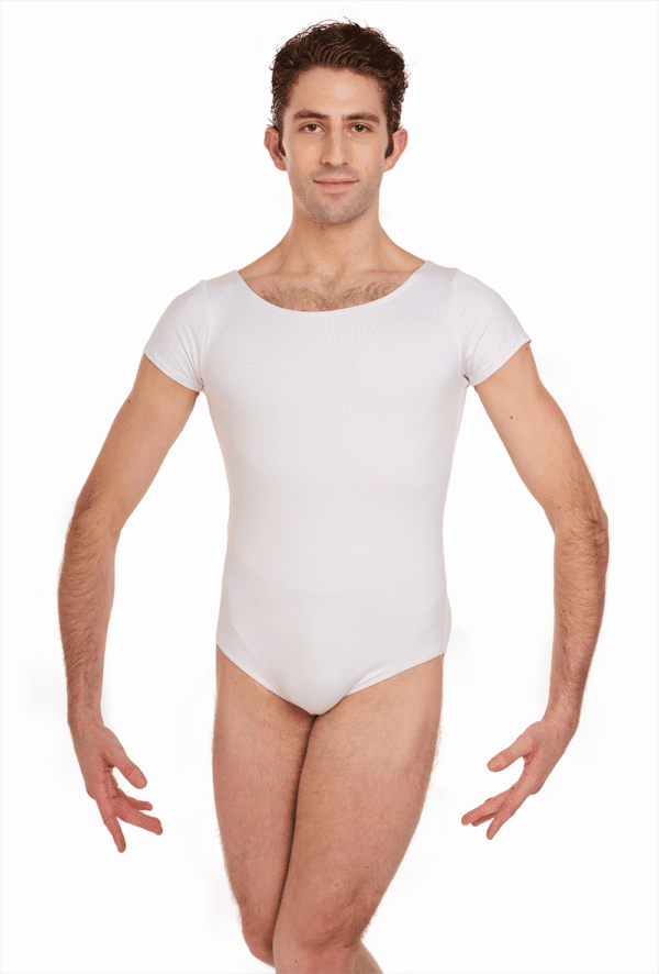 SE1062-white-front Studio Collection Men's Short Sleeve Leotard