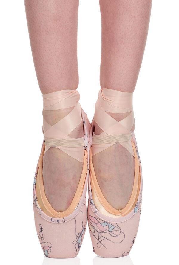 PSC-pink-2 Ballet Print Pointe Shoe Covers