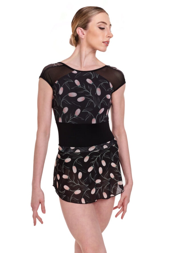 Floral Bud Print Skirt - Contoured Layering Ballet Skirt