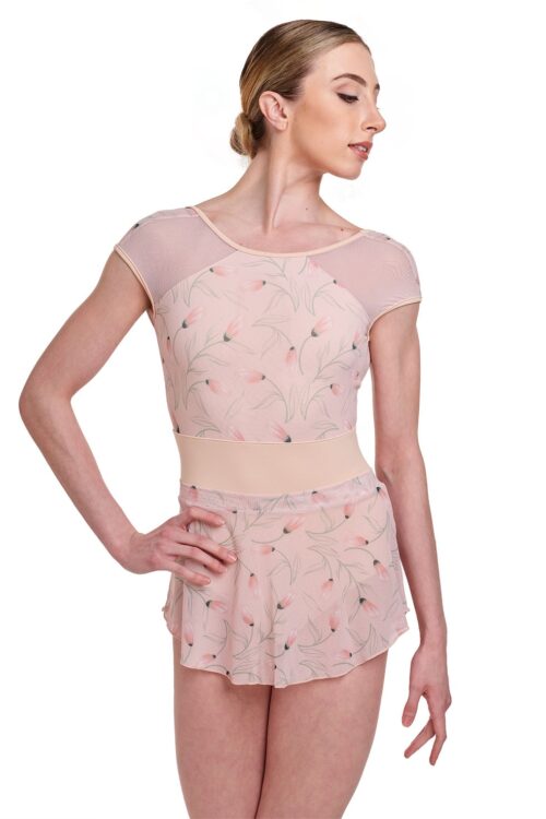 Floral Bud Print Skirt - Contoured Layering Ballet Skirt