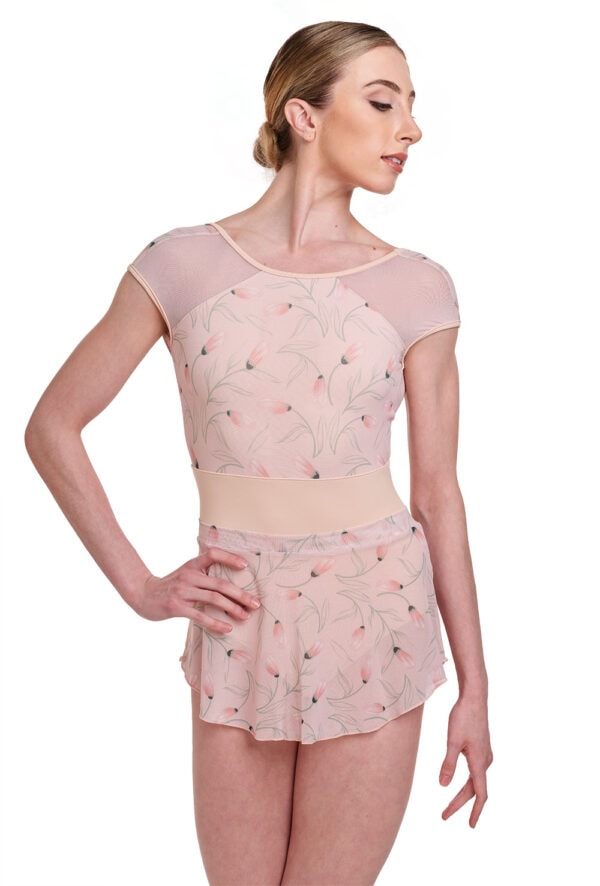 Floral Bud Print Skirt - Contoured Layering Ballet Skirt