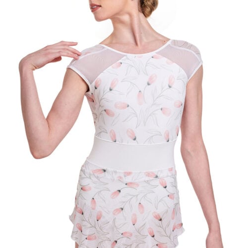 Floral Bud Print Skirt - Contoured Layering Ballet Skirt