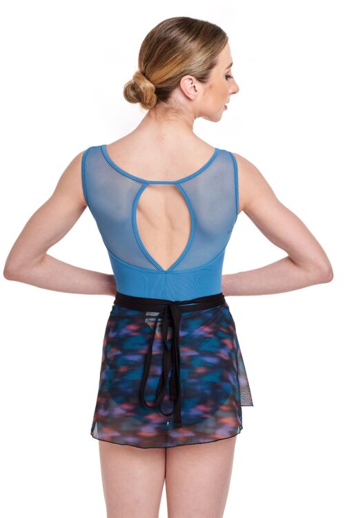 Blur Print Mesh Wrap Skirt