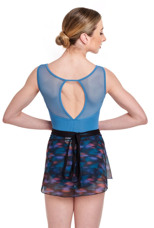 11919W-back Blur Print Mesh Wrap Skirt
