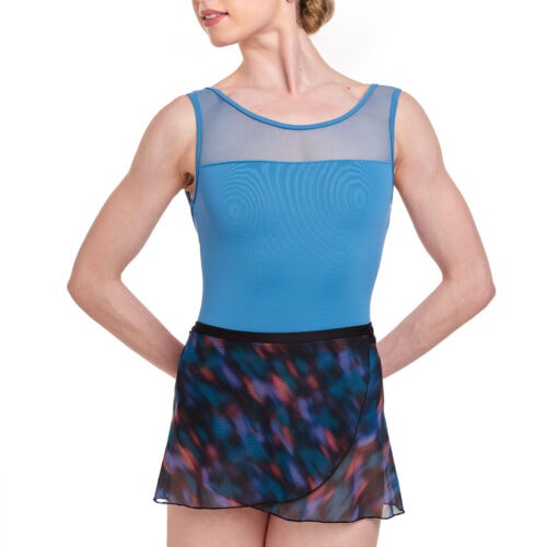 Blur Print Mesh Wrap Skirt