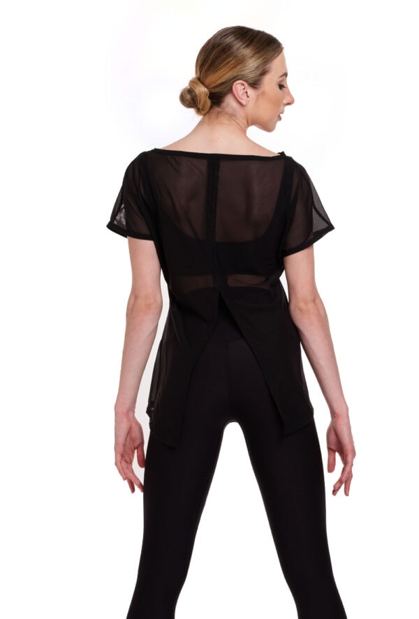 24182-blk-bk Mesh T-shirt with Split Back