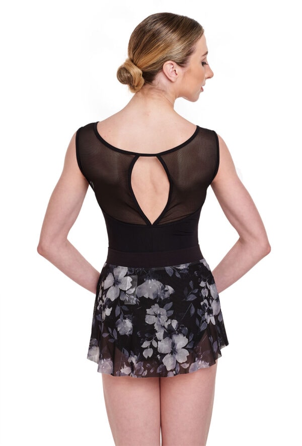 Floral Mesh Pull-on Skirt with Ribbed Waistband