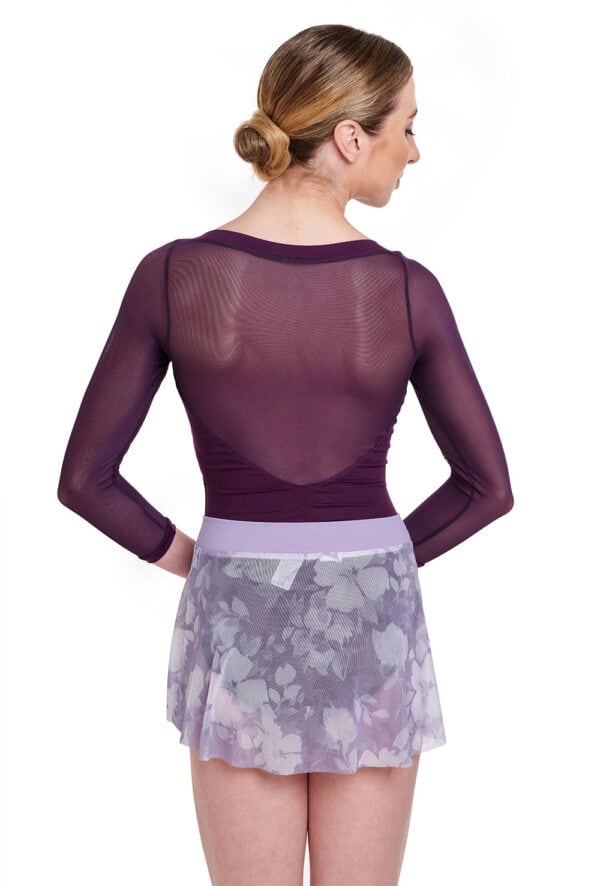 Floral Mesh Pull-on Skirt with Ribbed Waistband