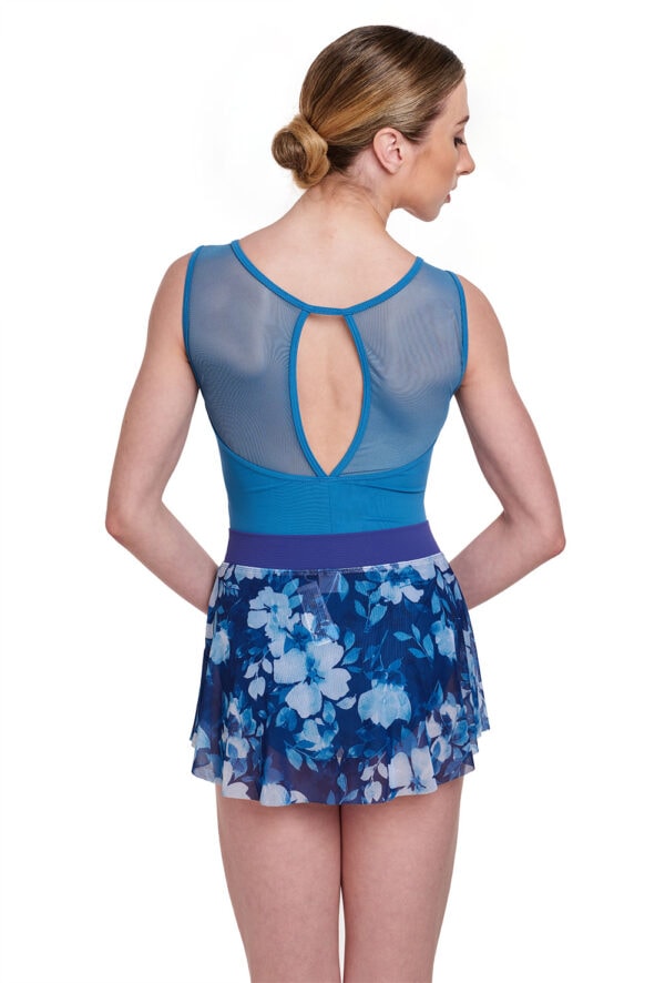 Floral Mesh Pull-on Skirt with Ribbed Waistband