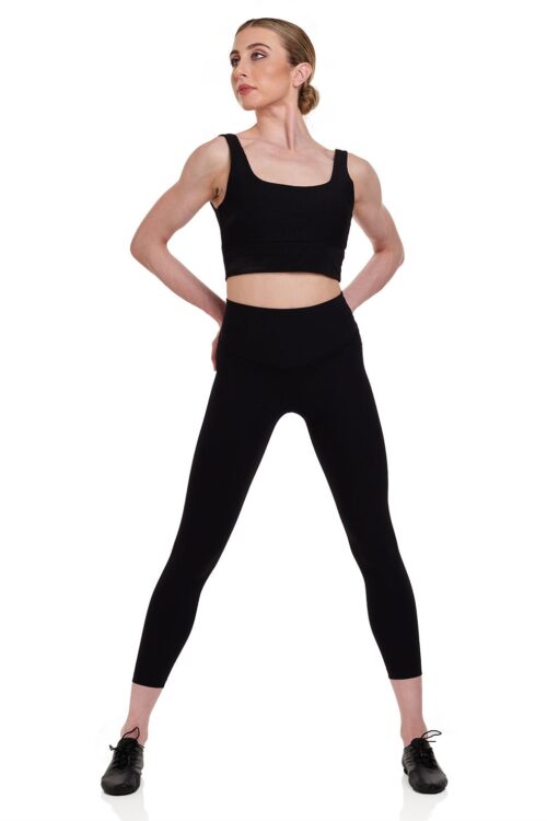 rib-set-front 7/8 Length Ribbed Gym Leggings