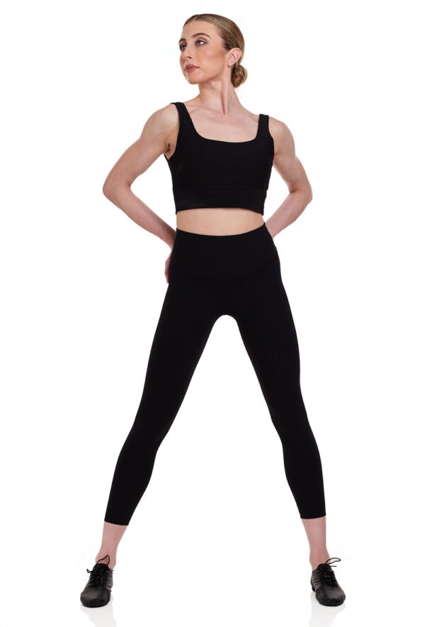 rib-set-front 7/8 Length Ribbed Gym Leggings