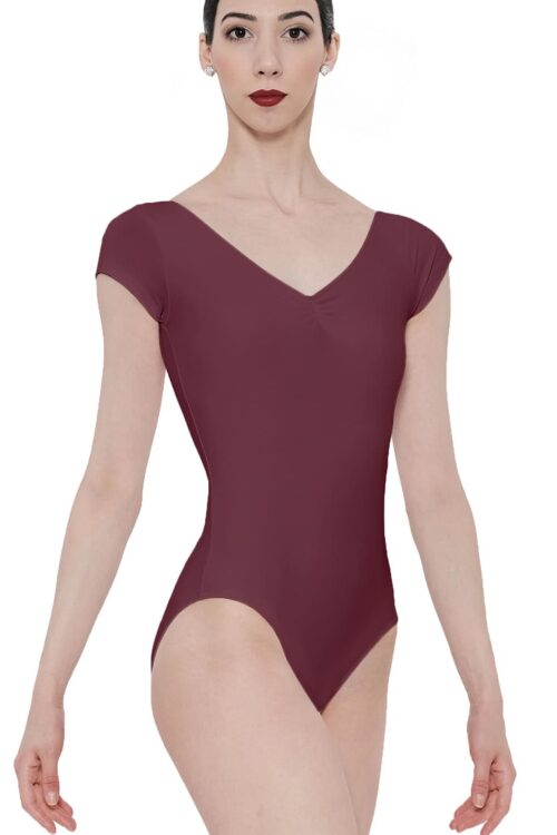 candide_burgundy_ladies_front Burgundy Candide - Cap Sleeve Leotard with Ruche ( Reynolds 2nd Year)