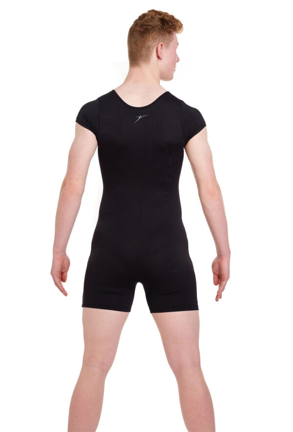 RDE-2724-blk-back Men's Zip Front Short Unitard