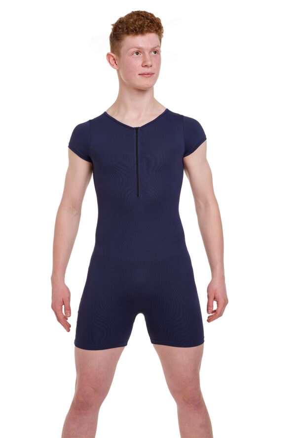 RDE-2724-navy-2 Men's Zip Front Short Unitard