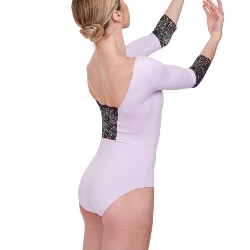Christina Lace Trim 3/4 Sleeve Leotard