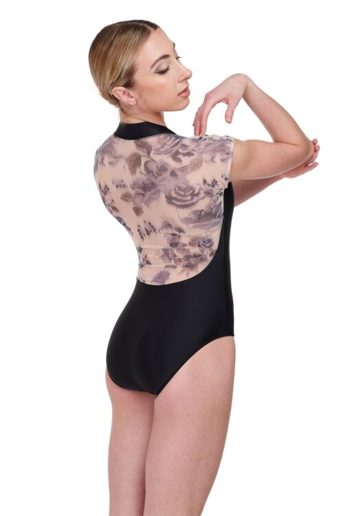 Cindy Floral Mesh Turtleneck Leotard