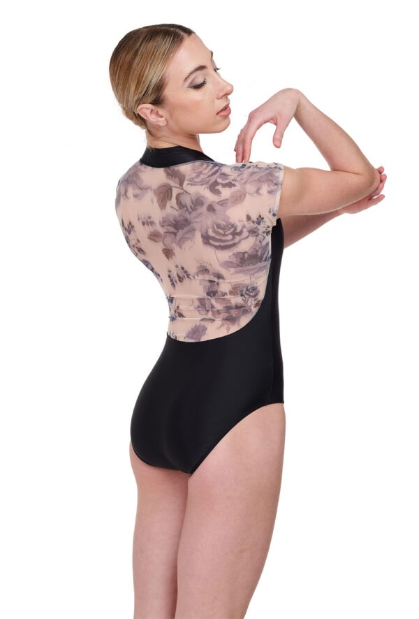 Cindy Floral Mesh Turtleneck Leotard
