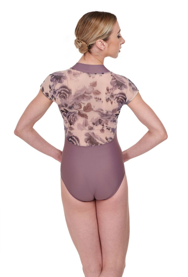 Cindy Floral Mesh Turtleneck Leotard